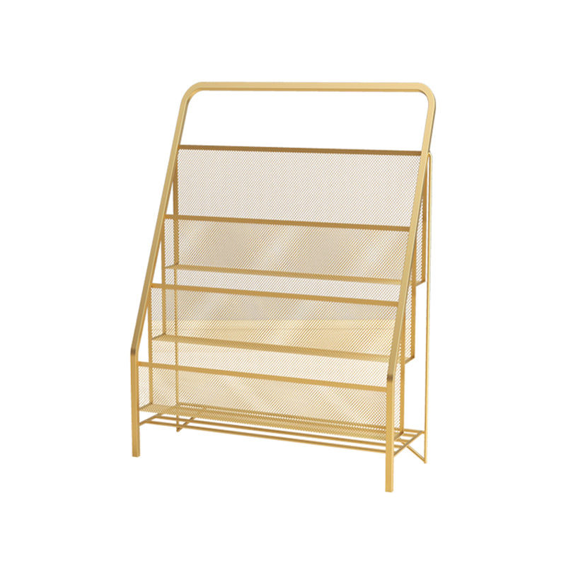Metal Iron Contemporary Ladder Bookshelf Closed Back Vertical Bookshelf 16.9"L x 9.1"W x 25.2"H Gold Clearhalo 'Bookcases' 'furn' 'furn_bookcases' 'Furniture' 'furniture_bookcases' 'kitchen' 'kitchen_bookcases' 'Living Room Furniture' 'Office Furniture' 4844265