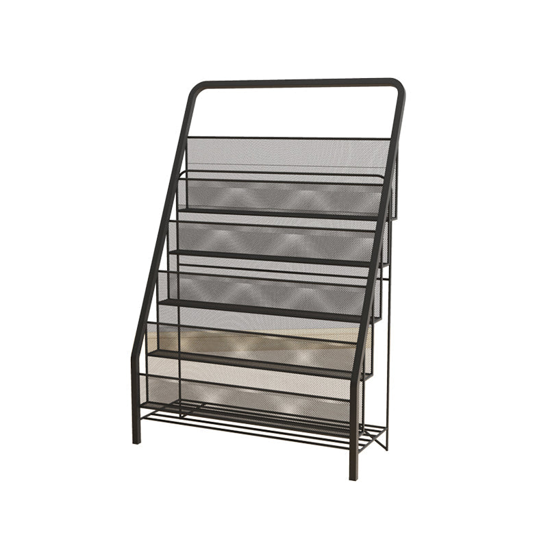 Metal Iron Contemporary Ladder Bookshelf Closed Back Vertical Bookshelf 22.4"L x 13"W x 34.3"H Black Clearhalo 'Bookcases' 'furn' 'furn_bookcases' 'Furniture' 'furniture_bookcases' 'kitchen' 'kitchen_bookcases' 'Living Room Furniture' 'Office Furniture' 4844268