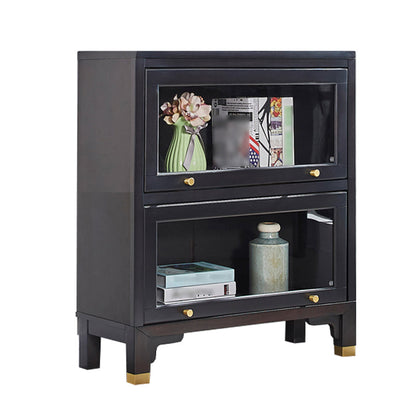 Glam Style Standard Bookshelf Solid Wood Shelf Bookcase with Doors 31.5"L x 11.8"W x 35.8"H Clearhalo 'Bookcases' 'furn' 'furn_bookcases' 'Furniture' 'furniture_bookcases' 'kitchen' 'kitchen_bookcases' 'Living Room Furniture' 'Office Furniture' 4844307