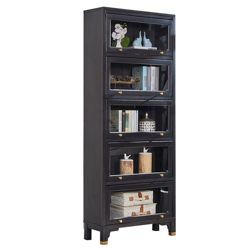 Glam Style Standard Bookshelf Solid Wood Shelf Bookcase with Doors 31.5"L x 11.8"W x 79.1"H Clearhalo 'Bookcases' 'furn' 'furn_bookcases' 'Furniture' 'furniture_bookcases' 'kitchen' 'kitchen_bookcases' 'Living Room Furniture' 'Office Furniture' 4844310