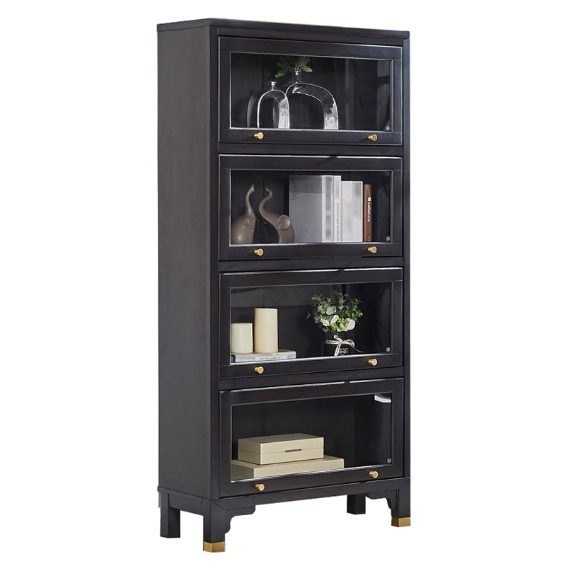Glam Style Standard Bookshelf Solid Wood Shelf Bookcase with Doors 31.5"L x 11.8"W x 65"H Clearhalo 'Bookcases' 'furn' 'furn_bookcases' 'Furniture' 'furniture_bookcases' 'kitchen' 'kitchen_bookcases' 'Living Room Furniture' 'Office Furniture' 4844313