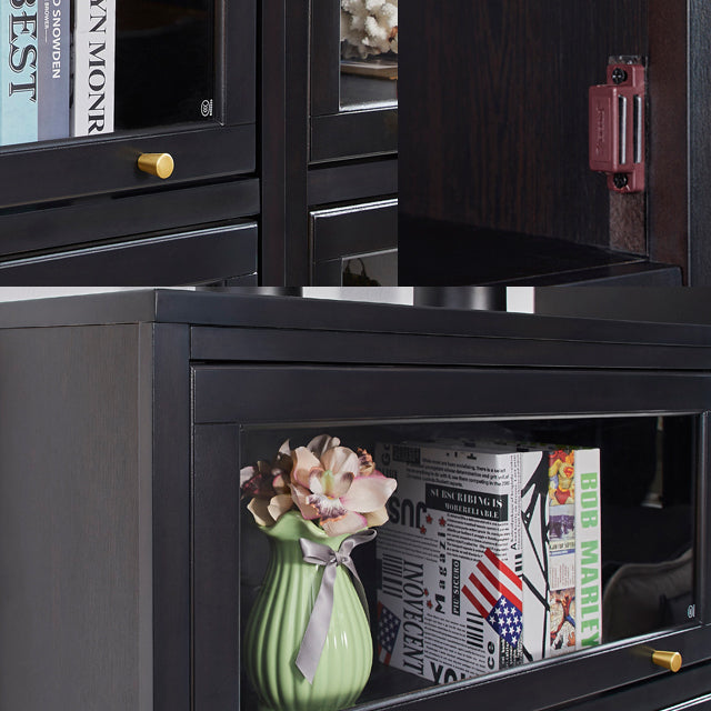 Glam Style Standard Bookshelf Solid Wood Shelf Bookcase with Doors Clearhalo 'Bookcases' 'furn' 'furn_bookcases' 'Furniture' 'furniture_bookcases' 'kitchen' 'kitchen_bookcases' 'Living Room Furniture' 'Office Furniture' 4844316