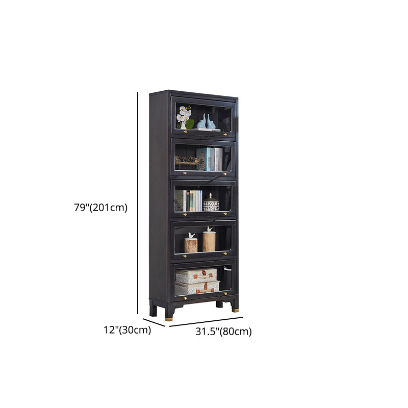 Glam Style Standard Bookshelf Solid Wood Shelf Bookcase with Doors Clearhalo 'Bookcases' 'furn' 'furn_bookcases' 'Furniture' 'furniture_bookcases' 'kitchen' 'kitchen_bookcases' 'Living Room Furniture' 'Office Furniture' 4844326