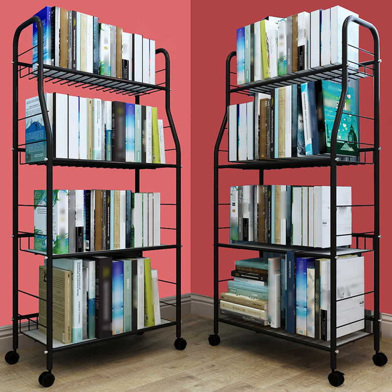 Industrial Style Steel Bookshelf Open Shelf Bookcase with Caster Wheels Clearhalo 'Bookcases' 'furn' 'furn_bookcases' 'Furniture' 'furniture_bookcases' 'kitchen' 'kitchen_bookcases' 'Living Room Furniture' 'Office Furniture' 4844327