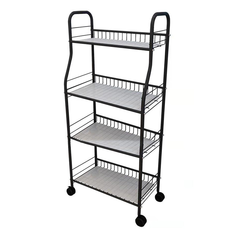 Industrial Style Steel Bookshelf Open Shelf Bookcase with Caster Wheels 20.5"L x 10.2"W x 43.3"H Black Clearhalo 'Bookcases' 'furn' 'furn_bookcases' 'Furniture' 'furniture_bookcases' 'kitchen' 'kitchen_bookcases' 'Living Room Furniture' 'Office Furniture' 4844331