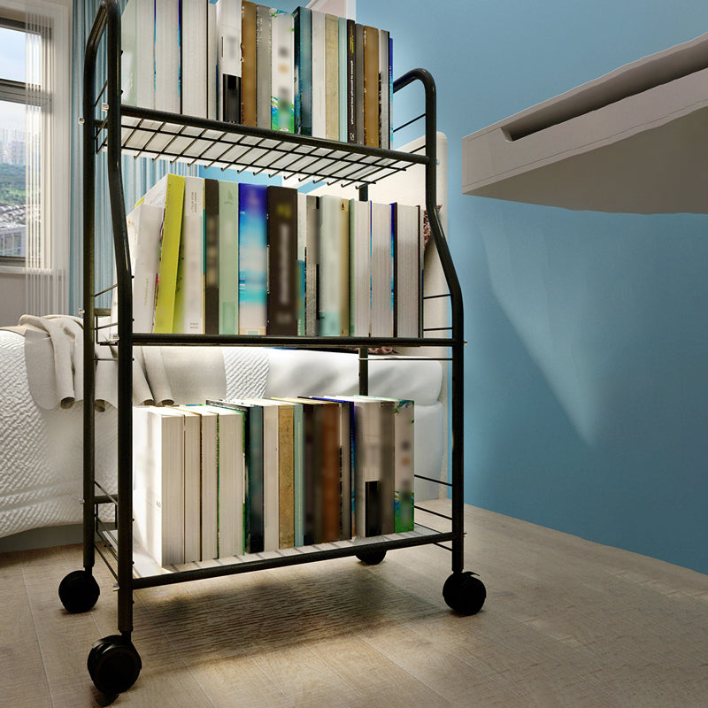 Industrial Style Steel Bookshelf Open Shelf Bookcase with Caster Wheels Clearhalo 'Bookcases' 'furn' 'furn_bookcases' 'Furniture' 'furniture_bookcases' 'kitchen' 'kitchen_bookcases' 'Living Room Furniture' 'Office Furniture' 4844332