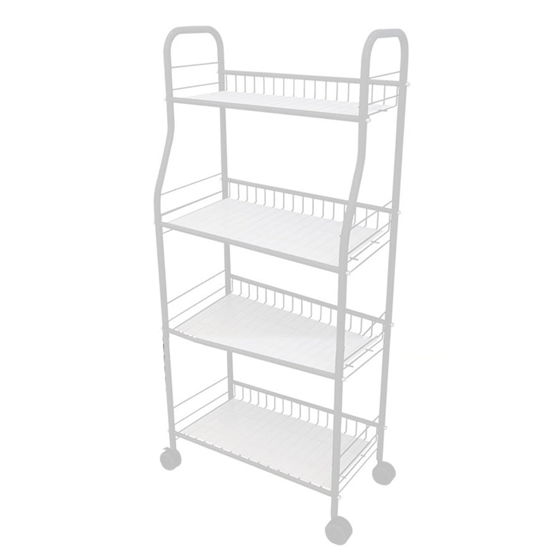 Industrial Style Steel Bookshelf Open Shelf Bookcase with Caster Wheels 20.5"L x 10.2"W x 43.3"H White Clearhalo 'Bookcases' 'furn' 'furn_bookcases' 'Furniture' 'furniture_bookcases' 'kitchen' 'kitchen_bookcases' 'Living Room Furniture' 'Office Furniture' 4844333