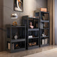 Contemporary Vertical Etagere Bookshelf Gray and Black Rubber Wood Bookshelf Clearhalo 'Bookcases' 'furn' 'furn_bookcases' 'Furniture' 'furniture_bookcases' 'kitchen' 'kitchen_bookcases' 'Living Room Furniture' 'Office Furniture' 4844373
