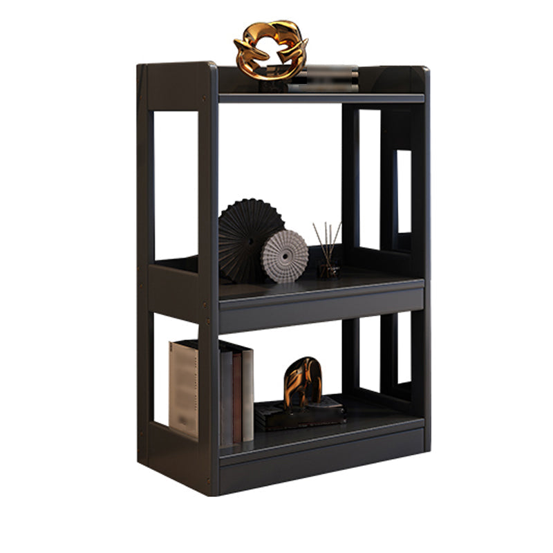 Contemporary Vertical Etagere Bookshelf Gray and Black Rubber Wood Bookshelf 25.2"L x 11.8"W x 35.4"H Black Clearhalo 'Bookcases' 'furn' 'furn_bookcases' 'Furniture' 'furniture_bookcases' 'kitchen' 'kitchen_bookcases' 'Living Room Furniture' 'Office Furniture' 4844374