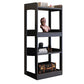 Contemporary Vertical Etagere Bookshelf Gray and Black Rubber Wood Bookshelf 25.2"L x 11.8"W x 49.6"H Black Clearhalo 'Bookcases' 'furn' 'furn_bookcases' 'Furniture' 'furniture_bookcases' 'kitchen' 'kitchen_bookcases' 'Living Room Furniture' 'Office Furniture' 4844375