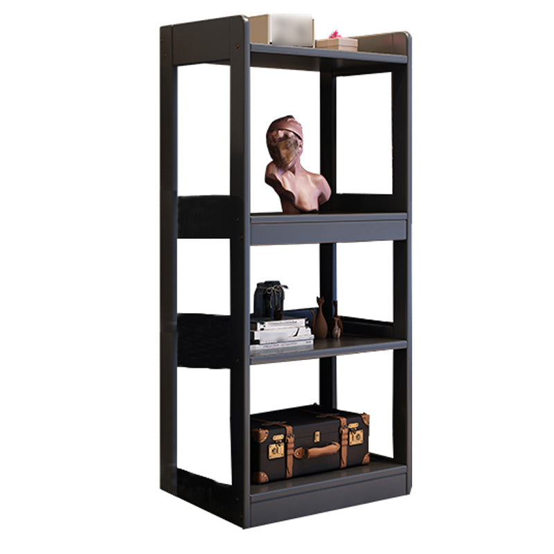 Contemporary Vertical Etagere Bookshelf Gray and Black Rubber Wood Bookshelf 25.2"L x 11.8"W x 49.6"H Black Clearhalo 'Bookcases' 'furn' 'furn_bookcases' 'Furniture' 'furniture_bookcases' 'kitchen' 'kitchen_bookcases' 'Living Room Furniture' 'Office Furniture' 4844375