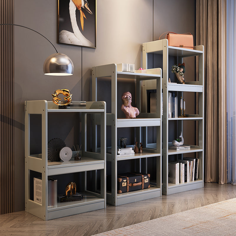 Contemporary Vertical Etagere Bookshelf Gray and Black Rubber Wood Bookshelf Clearhalo 'Bookcases' 'furn' 'furn_bookcases' 'Furniture' 'furniture_bookcases' 'kitchen' 'kitchen_bookcases' 'Living Room Furniture' 'Office Furniture' 4844376