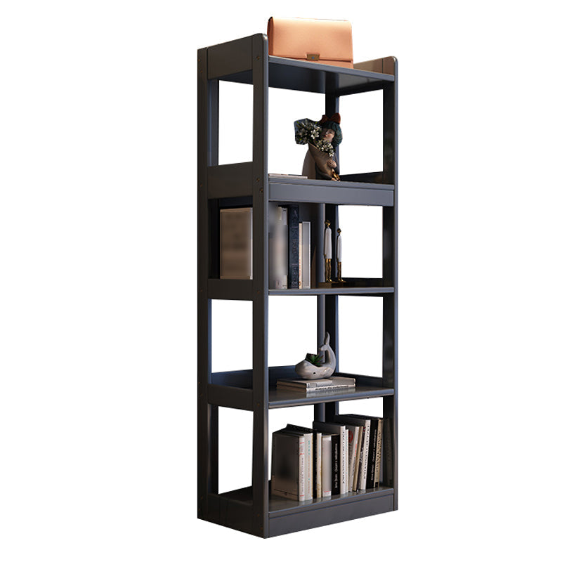 Contemporary Vertical Etagere Bookshelf Gray and Black Rubber Wood Bookshelf 25.2"L x 11.8"W x 63"H Black Clearhalo 'Bookcases' 'furn' 'furn_bookcases' 'Furniture' 'furniture_bookcases' 'kitchen' 'kitchen_bookcases' 'Living Room Furniture' 'Office Furniture' 4844377