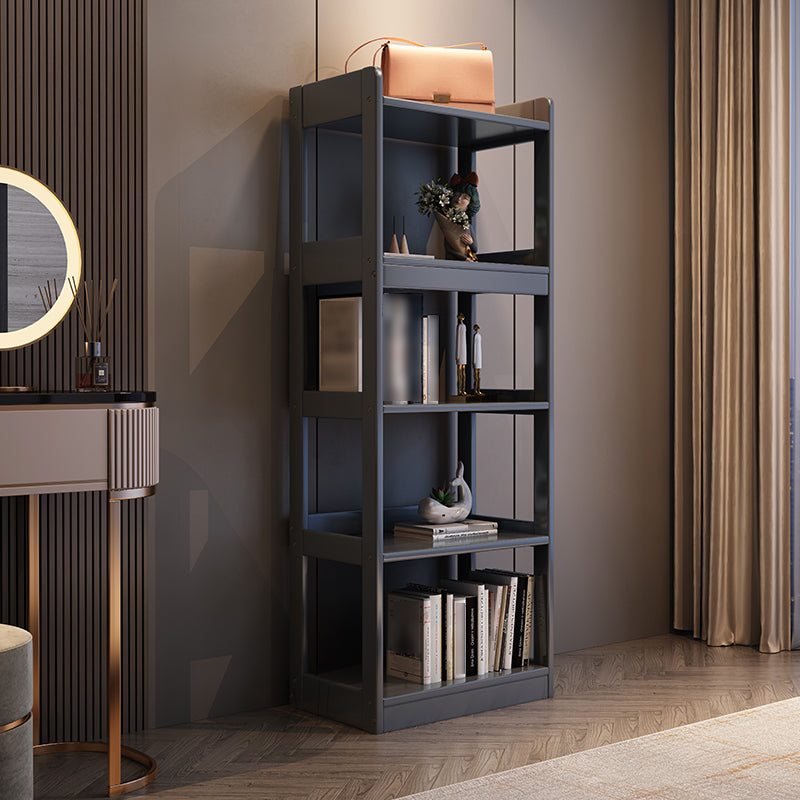 Contemporary Vertical Etagere Bookshelf Gray and Black Rubber Wood Bookshelf Clearhalo 'Bookcases' 'furn' 'furn_bookcases' 'Furniture' 'furniture_bookcases' 'kitchen' 'kitchen_bookcases' 'Living Room Furniture' 'Office Furniture' 4844378