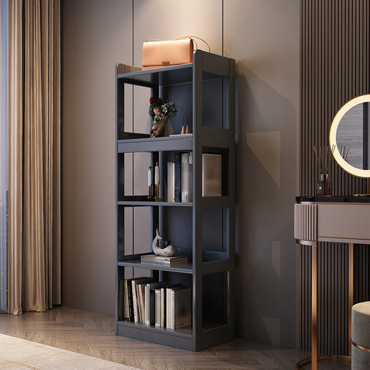 Contemporary Vertical Etagere Bookshelf Gray and Black Rubber Wood Bookshelf Clearhalo 'Bookcases' 'furn' 'furn_bookcases' 'Furniture' 'furniture_bookcases' 'kitchen' 'kitchen_bookcases' 'Living Room Furniture' 'Office Furniture' 4844380