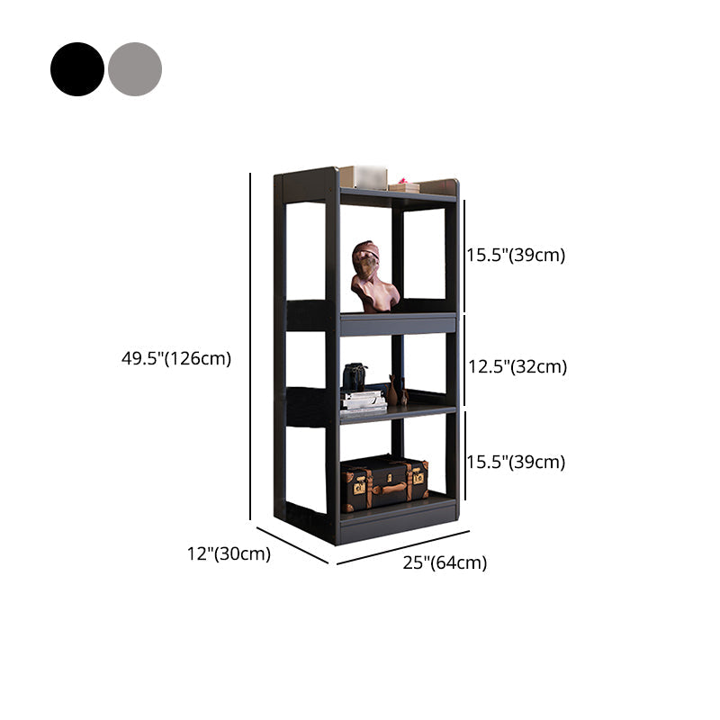 Contemporary Vertical Etagere Bookshelf Gray and Black Rubber Wood Bookshelf Clearhalo 'Bookcases' 'furn' 'furn_bookcases' 'Furniture' 'furniture_bookcases' 'kitchen' 'kitchen_bookcases' 'Living Room Furniture' 'Office Furniture' 4844387