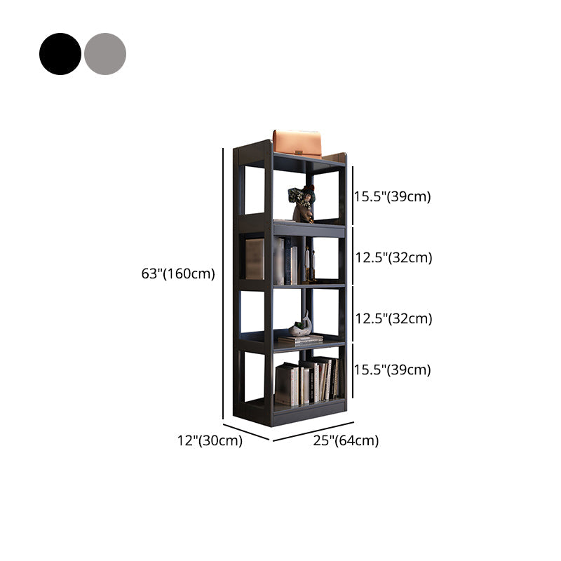 Contemporary Vertical Etagere Bookshelf Gray and Black Rubber Wood Bookshelf Clearhalo 'Bookcases' 'furn' 'furn_bookcases' 'Furniture' 'furniture_bookcases' 'kitchen' 'kitchen_bookcases' 'Living Room Furniture' 'Office Furniture' 4844388