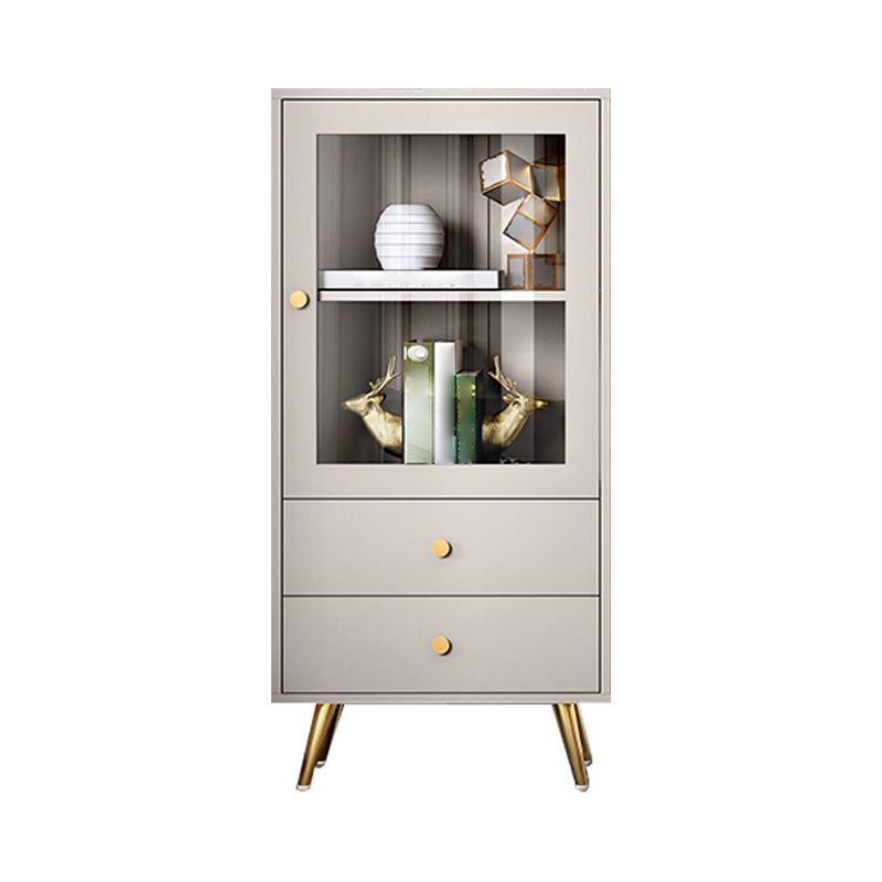 Glam Style Bookshelf Standard Closed Back Shelf Bookcase With Cabinet 23.6"L x 11.8"W x 48.7"H Champagne Clearhalo 'Bookcases' 'furn' 'furn_bookcases' 'Furniture' 'furniture_bookcases' 'kitchen' 'kitchen_bookcases' 'Living Room Furniture' 'Office Furniture' 4844390