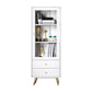 Glam Style Bookshelf Standard Closed Back Shelf Bookcase With Cabinet 23.6"L x 11.8"W x 62.8"H White Clearhalo 'Bookcases' 'furn' 'furn_bookcases' 'Furniture' 'furniture_bookcases' 'kitchen' 'kitchen_bookcases' 'Living Room Furniture' 'Office Furniture' 4844391