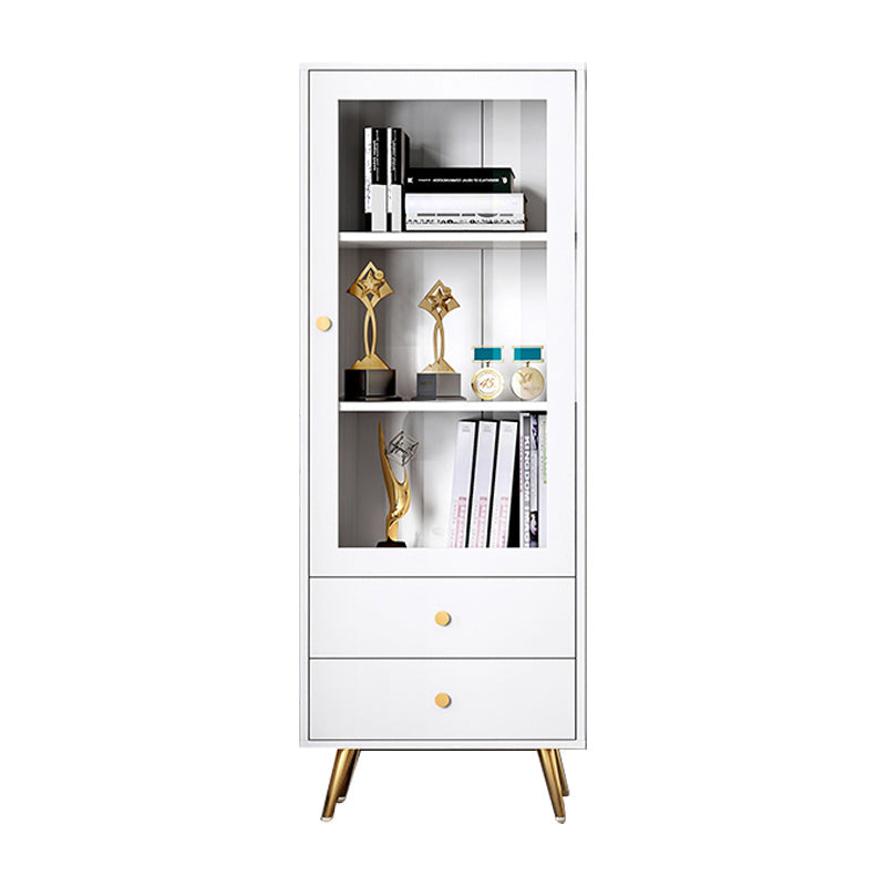 Glam Style Bookshelf Standard Closed Back Shelf Bookcase With Cabinet 23.6"L x 11.8"W x 62.8"H White Clearhalo 'Bookcases' 'furn' 'furn_bookcases' 'Furniture' 'furniture_bookcases' 'kitchen' 'kitchen_bookcases' 'Living Room Furniture' 'Office Furniture' 4844391