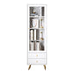 Glam Style Bookshelf Standard Closed Back Shelf Bookcase With Cabinet 23.6"L x 11.8"W x 76.9"H White Clearhalo 'Bookcases' 'furn' 'furn_bookcases' 'Furniture' 'furniture_bookcases' 'kitchen' 'kitchen_bookcases' 'Living Room Furniture' 'Office Furniture' 4844393