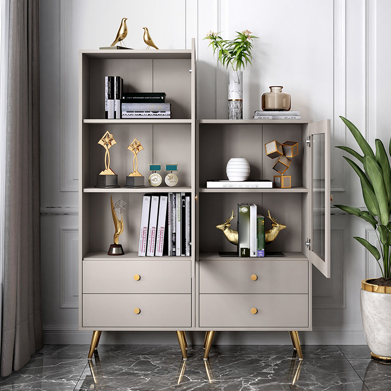 Glam Style Bookshelf Standard Closed Back Shelf Bookcase With Cabinet Clearhalo 'Bookcases' 'furn' 'furn_bookcases' 'Furniture' 'furniture_bookcases' 'kitchen' 'kitchen_bookcases' 'Living Room Furniture' 'Office Furniture' 4844394