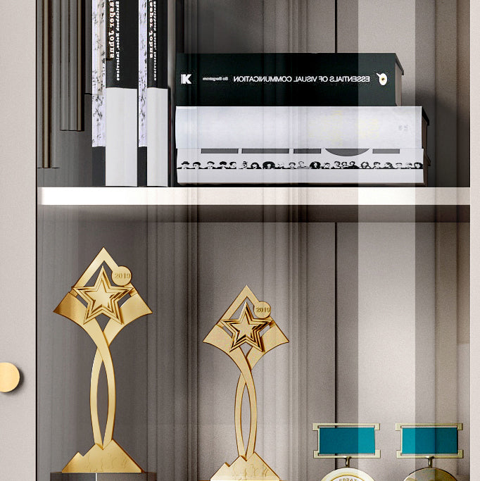 Glam Style Bookshelf Standard Closed Back Shelf Bookcase With Cabinet Clearhalo 'Bookcases' 'furn' 'furn_bookcases' 'Furniture' 'furniture_bookcases' 'kitchen' 'kitchen_bookcases' 'Living Room Furniture' 'Office Furniture' 4844398