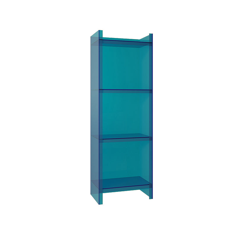 Acrylic Vertical Standard Bookshelf Glam Closed Back Bookshelf for Living Room 15.7"L x 9.8"W x 46.5"H Blue Clearhalo 'Bookcases' 'furn' 'furn_bookcases' 'Furniture' 'furniture_bookcases' 'kitchen' 'kitchen_bookcases' 'Living Room Furniture' 'Office Furniture' 4844413