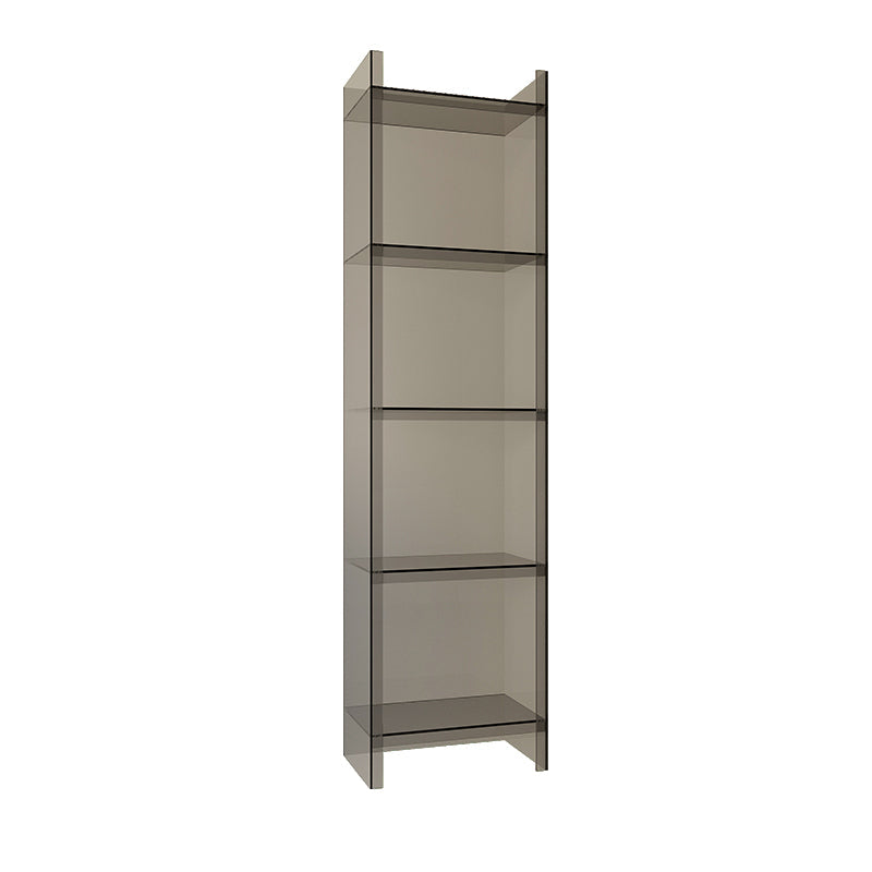 Acrylic Vertical Standard Bookshelf Glam Closed Back Bookshelf for Living Room 15.7"L x 9.8"W x 59.8"H Grey Clearhalo 'Bookcases' 'furn' 'furn_bookcases' 'Furniture' 'furniture_bookcases' 'kitchen' 'kitchen_bookcases' 'Living Room Furniture' 'Office Furniture' 4844422