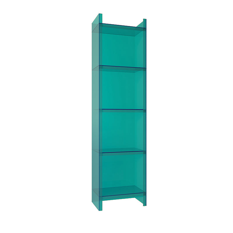 Acrylic Vertical Standard Bookshelf Glam Closed Back Bookshelf for Living Room 15.7"L x 9.8"W x 59.8"H Aqua Clearhalo 'Bookcases' 'furn' 'furn_bookcases' 'Furniture' 'furniture_bookcases' 'kitchen' 'kitchen_bookcases' 'Living Room Furniture' 'Office Furniture' 4844427