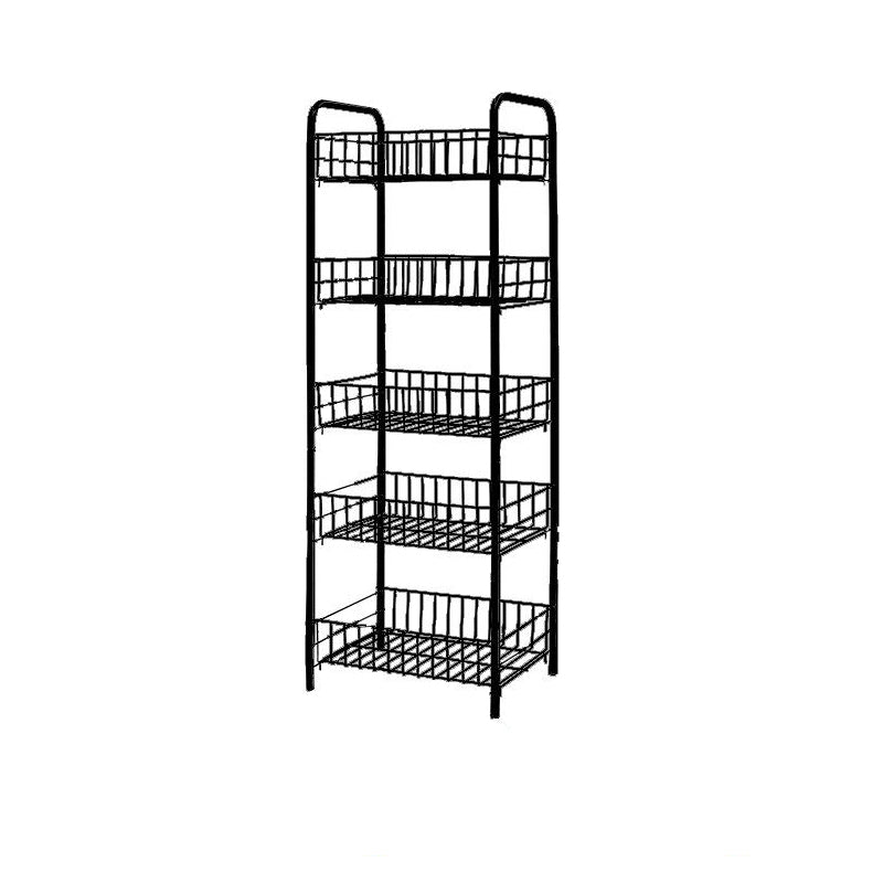 Industrial Iron Etagere Bookshelf Open Vertical Bookshelf with Caster Wheels 14.4"L x 10.6"W x 39.4"H Black Clearhalo 'Bookcases' 'furn' 'furn_bookcases' 'Furniture' 'furniture_bookcases' 'kitchen' 'kitchen_bookcases' 'Living Room Furniture' 'Office Furniture' 4844485