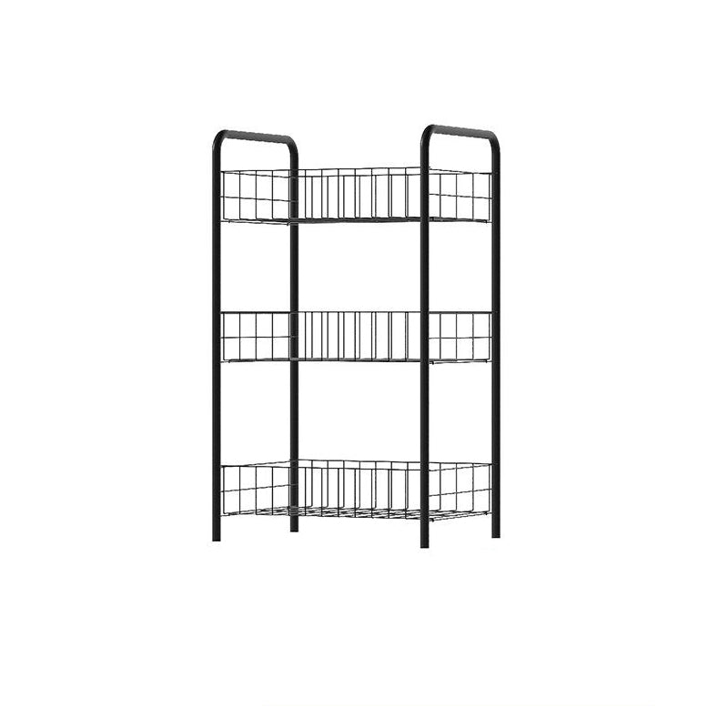 Industrial Iron Etagere Bookshelf Open Vertical Bookshelf with Caster Wheels 14.4"L x 10.6"W x 22.8"H Black Clearhalo 'Bookcases' 'furn' 'furn_bookcases' 'Furniture' 'furniture_bookcases' 'kitchen' 'kitchen_bookcases' 'Living Room Furniture' 'Office Furniture' 4844489