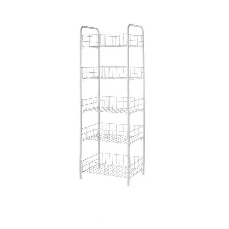 Industrial Iron Etagere Bookshelf Open Vertical Bookshelf with Caster Wheels 14.4"L x 10.6"W x 39.4"H White Clearhalo 'Bookcases' 'furn' 'furn_bookcases' 'Furniture' 'furniture_bookcases' 'kitchen' 'kitchen_bookcases' 'Living Room Furniture' 'Office Furniture' 4844491