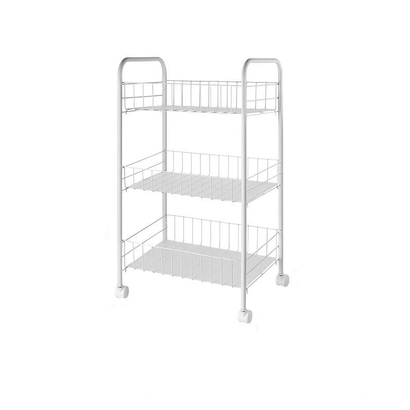 Industrial Iron Etagere Bookshelf Open Vertical Bookshelf with Caster Wheels 14.4"L x 10.6"W x 24.8"H White Clearhalo 'Bookcases' 'furn' 'furn_bookcases' 'Furniture' 'furniture_bookcases' 'kitchen' 'kitchen_bookcases' 'Living Room Furniture' 'Office Furniture' 4844498