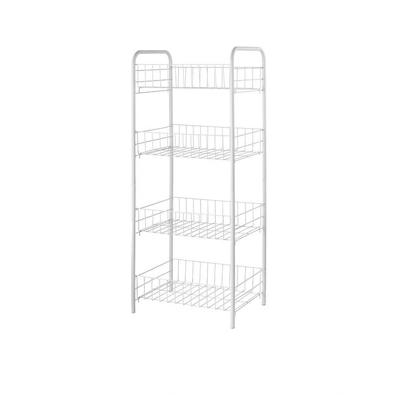 Industrial Iron Etagere Bookshelf Open Vertical Bookshelf with Caster Wheels 14.4"L x 10.6"W x 31.1"H White Clearhalo 'Bookcases' 'furn' 'furn_bookcases' 'Furniture' 'furniture_bookcases' 'kitchen' 'kitchen_bookcases' 'Living Room Furniture' 'Office Furniture' 4844501