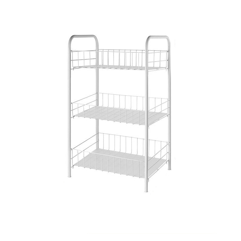 Industrial Iron Etagere Bookshelf Open Vertical Bookshelf with Caster Wheels 14.4"L x 10.6"W x 22.8"H White Clearhalo 'Bookcases' 'furn' 'furn_bookcases' 'Furniture' 'furniture_bookcases' 'kitchen' 'kitchen_bookcases' 'Living Room Furniture' 'Office Furniture' 4844502