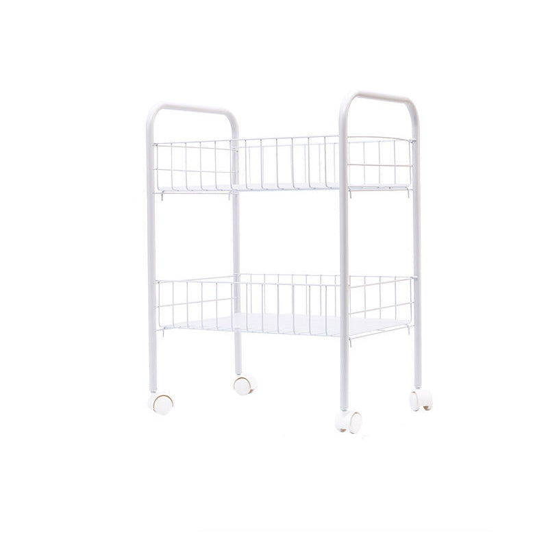 Industrial Iron Etagere Bookshelf Open Vertical Bookshelf with Caster Wheels 14.4"L x 10.6"W x 17.3"H White Clearhalo 'Bookcases' 'furn' 'furn_bookcases' 'Furniture' 'furniture_bookcases' 'kitchen' 'kitchen_bookcases' 'Living Room Furniture' 'Office Furniture' 4844503