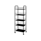 Industrial Iron Etagere Bookshelf Open Vertical Bookshelf with Caster Wheels 14.4"L x 10.6"W x 41.3"H Black Clearhalo 'Bookcases' 'furn' 'furn_bookcases' 'Furniture' 'furniture_bookcases' 'kitchen' 'kitchen_bookcases' 'Living Room Furniture' 'Office Furniture' 4844504