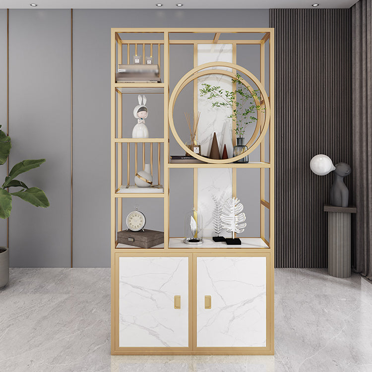78.74"H Bookcase Glam Style Open Back Bookshelf for Office Home with Cabinets Gold Clearhalo 'Bookcases' 'furn' 'furn_bookcases' 'Furniture' 'furniture_bookcases' 'kitchen' 'kitchen_bookcases' 'Living Room Furniture' 'Office Furniture' 4844520