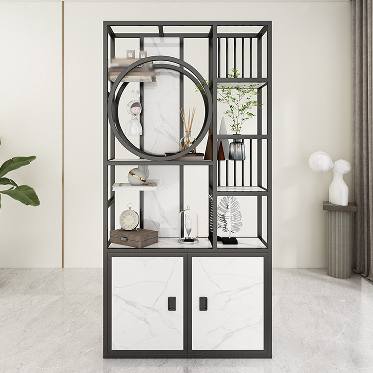 78.74"H Bookcase Glam Style Open Back Bookshelf for Office Home with Cabinets Black Clearhalo 'Bookcases' 'furn' 'furn_bookcases' 'Furniture' 'furniture_bookcases' 'kitchen' 'kitchen_bookcases' 'Living Room Furniture' 'Office Furniture' 4844521