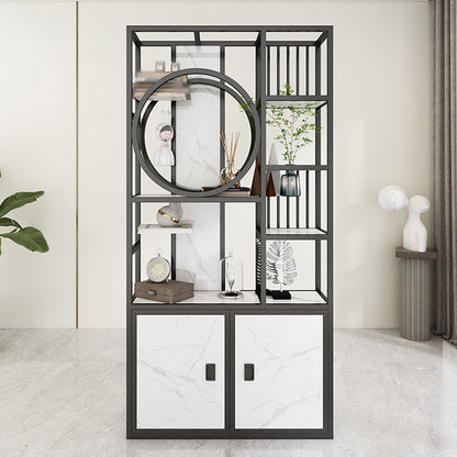 78.74"H Bookcase Glam Style Open Back Bookshelf for Office Home with Cabinets Black Clearhalo 'Bookcases' 'furn' 'furn_bookcases' 'Furniture' 'furniture_bookcases' 'kitchen' 'kitchen_bookcases' 'Living Room Furniture' 'Office Furniture' 4844521