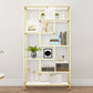 11.81"W Bookshelf Open Back Glam Style Bookcase for Study Room Home Office White-Gold Clearhalo 'Bookcases' 'furn' 'furn_bookcases' 'Furniture' 'furniture_bookcases' 'kitchen' 'kitchen_bookcases' 'Living Room Furniture' 'Office Furniture' 4844534