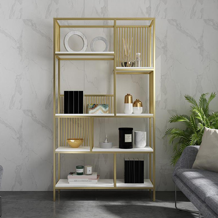 11.81"W Bookshelf Open Back Glam Style Bookcase for Study Room Home Office Gold Clearhalo 'Bookcases' 'furn' 'furn_bookcases' 'Furniture' 'furniture_bookcases' 'kitchen' 'kitchen_bookcases' 'Living Room Furniture' 'Office Furniture' 4844535