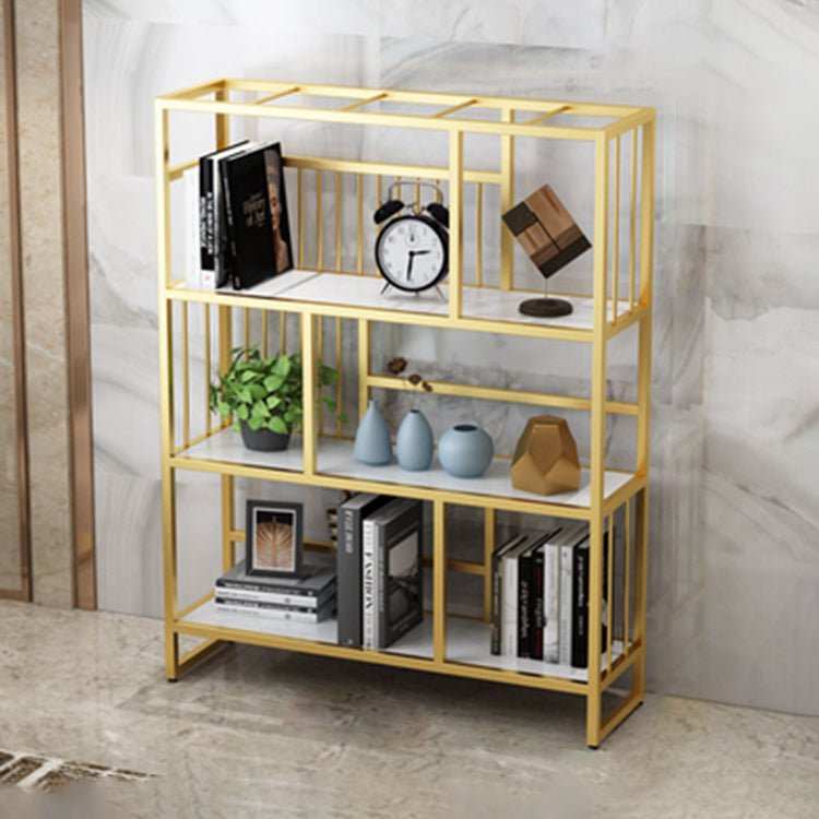 11.81"W Bookshelf Open Back Glam Style Bookcase for Study Room Home Office White-Gold Clearhalo 'Bookcases' 'furn' 'furn_bookcases' 'Furniture' 'furniture_bookcases' 'kitchen' 'kitchen_bookcases' 'Living Room Furniture' 'Office Furniture' 4844540