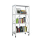 Industrial Folding Etagere Bookshelf Metal Open Bookshelf with Caster Wheels 28.1"L x 14.4"W x 50.2"H White Clearhalo 'Bookcases' 'furn' 'furn_bookcases' 'Furniture' 'furniture_bookcases' 'kitchen' 'kitchen_bookcases' 'Living Room Furniture' 'Office Furniture' 4844613