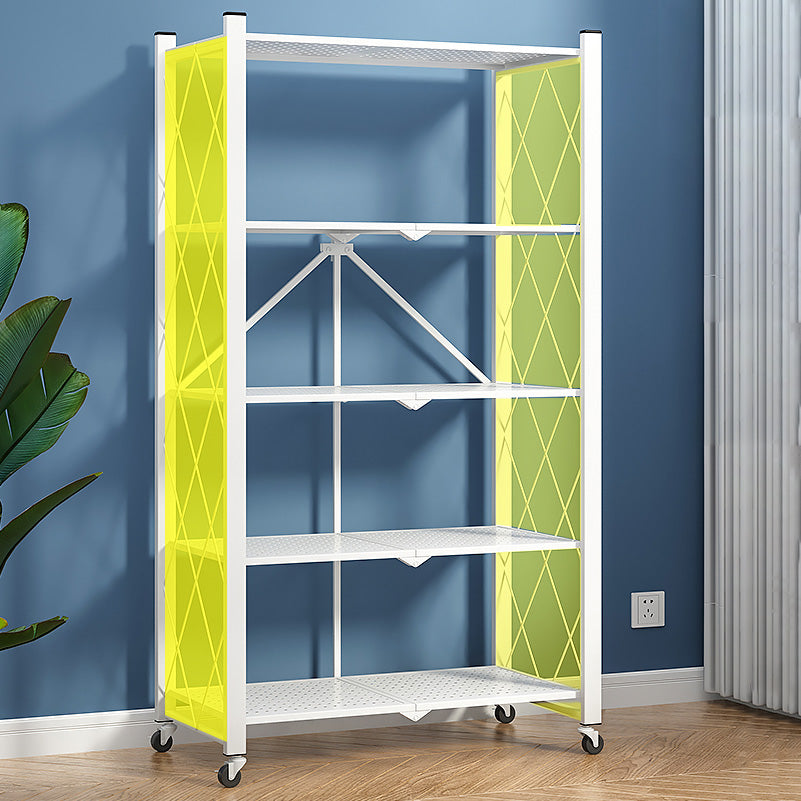 Industrial Folding Etagere Bookshelf Metal Open Bookshelf with Caster Wheels Clearhalo 'Bookcases' 'furn' 'furn_bookcases' 'Furniture' 'furniture_bookcases' 'kitchen' 'kitchen_bookcases' 'Living Room Furniture' 'Office Furniture' 4844615