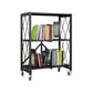 Industrial Folding Etagere Bookshelf Metal Open Bookshelf with Caster Wheels 28.1"L x 14.4"W x 34.3"H Black Clearhalo 'Bookcases' 'furn' 'furn_bookcases' 'Furniture' 'furniture_bookcases' 'kitchen' 'kitchen_bookcases' 'Living Room Furniture' 'Office Furniture' 4844616