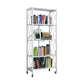 Industrial Folding Etagere Bookshelf Metal Open Bookshelf with Caster Wheels 28.1"L x 14.4"W x 64.2"H White Clearhalo 'Bookcases' 'furn' 'furn_bookcases' 'Furniture' 'furniture_bookcases' 'kitchen' 'kitchen_bookcases' 'Living Room Furniture' 'Office Furniture' 4844617