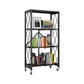 Industrial Folding Etagere Bookshelf Metal Open Bookshelf with Caster Wheels 28.1"L x 14.4"W x 50.2"H Black Clearhalo 'Bookcases' 'furn' 'furn_bookcases' 'Furniture' 'furniture_bookcases' 'kitchen' 'kitchen_bookcases' 'Living Room Furniture' 'Office Furniture' 4844621