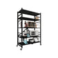 Industrial Folding Etagere Bookshelf Metal Open Bookshelf with Caster Wheels 39.8"L x 13.4"W x 63"H Black Clearhalo 'Bookcases' 'furn' 'furn_bookcases' 'Furniture' 'furniture_bookcases' 'kitchen' 'kitchen_bookcases' 'Living Room Furniture' 'Office Furniture' 4844633